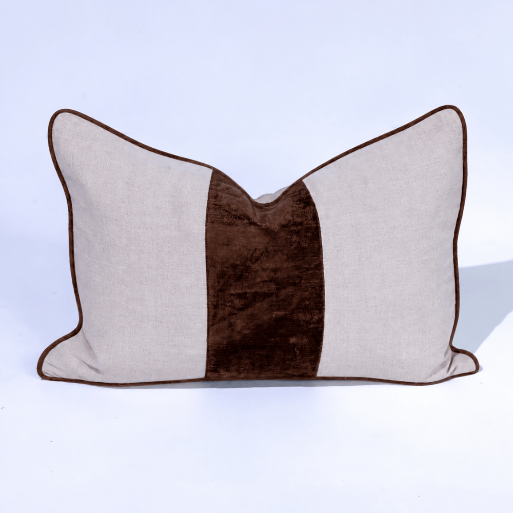 BHD HOME Lumber Cushion Sash Natural & Choc Lumbar Cushion 40 x 60cm