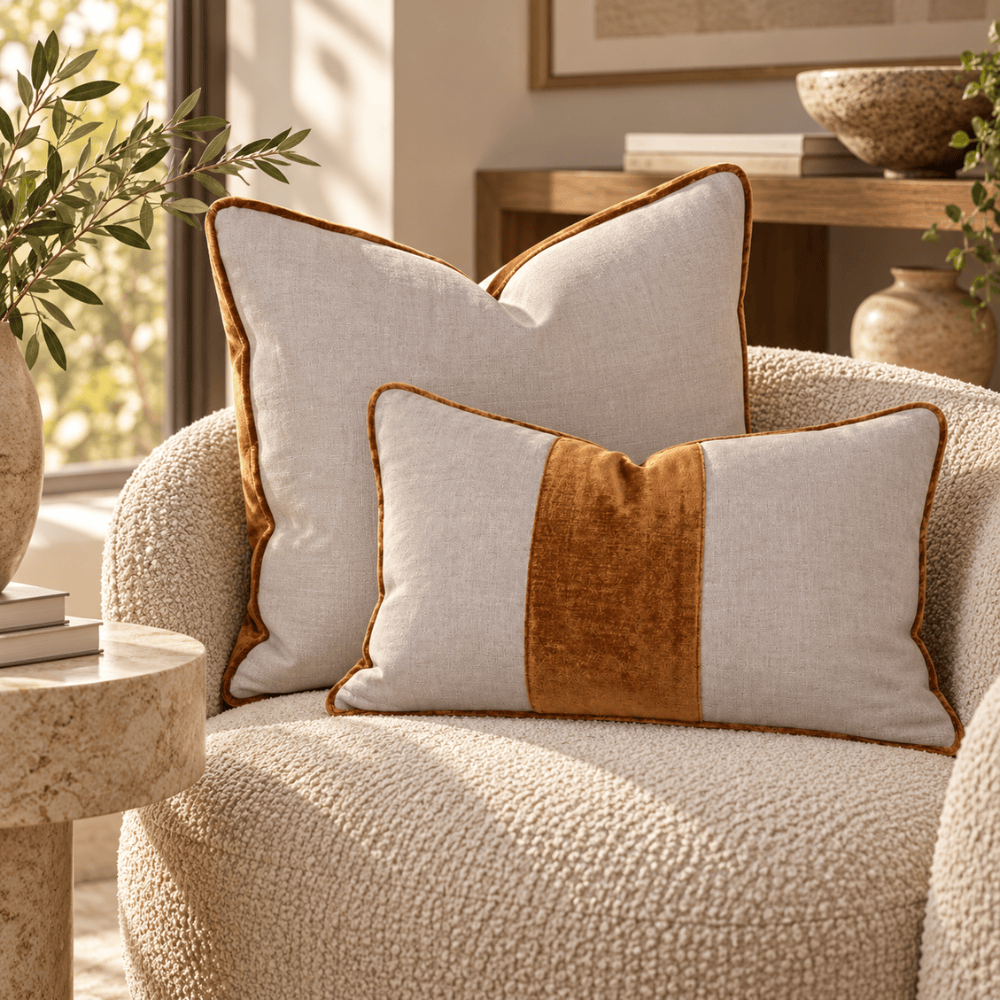 BHD HOME Lumber Cushion Sash Natural & Toffee Lumbar Cushion 40 x 60cm