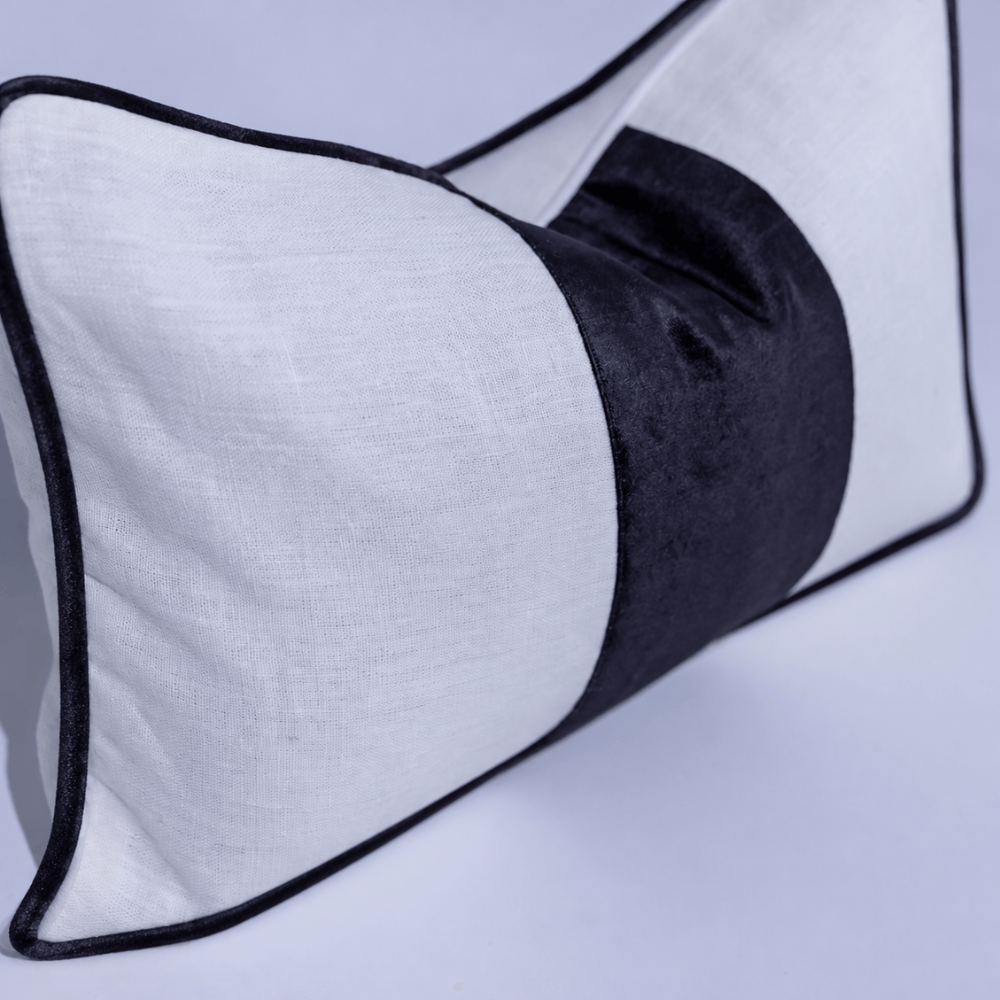 BHD HOME Lumber Cushion Sash White & Black Lumbar Cushion 40 x 60cm