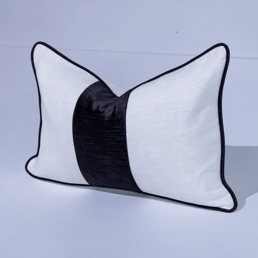 BHD HOME Lumber Cushion Sash White & Black Lumbar Cushion 40 x 60cm