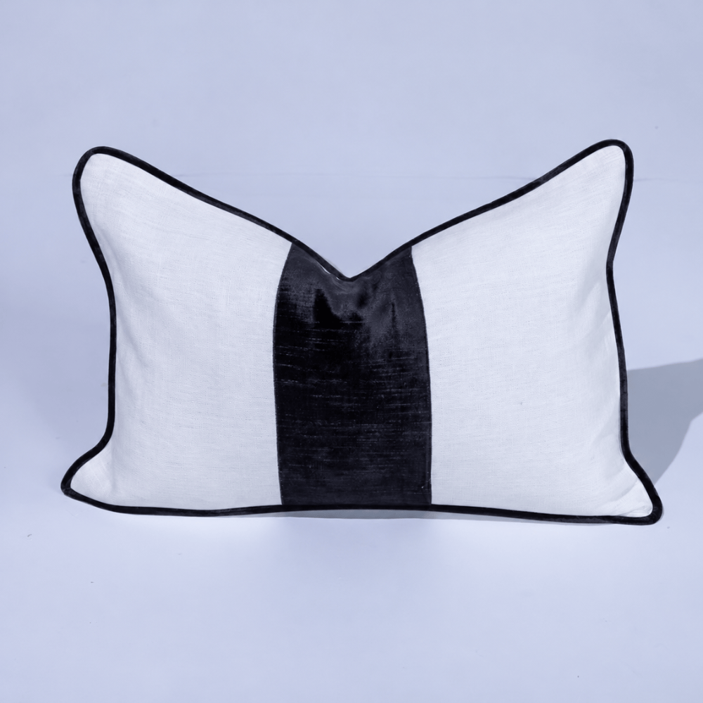 BHD HOME Lumber Cushion Sash White & Black Lumbar Cushion 40 x 60cm