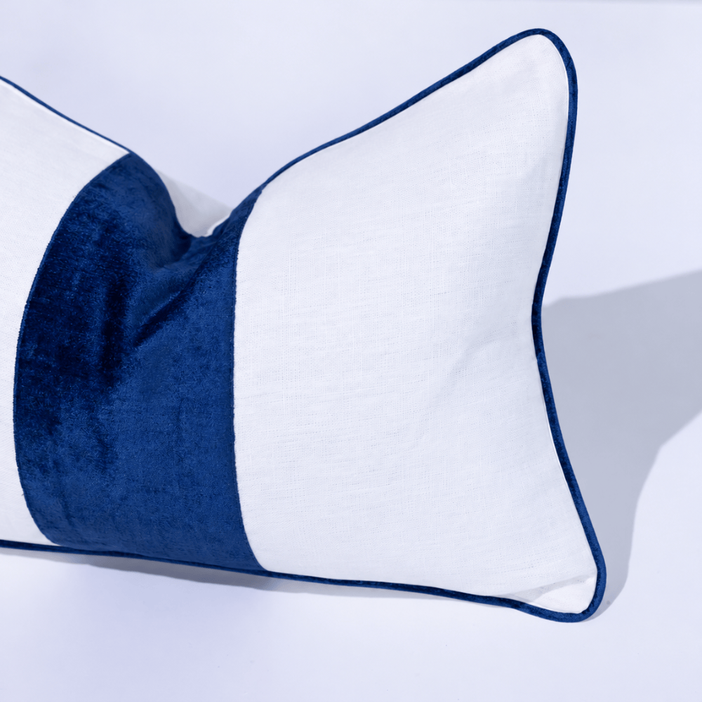 BHD HOME Lumber Cushion Sash White & Navy Lumbar Cushion 40 x 60cm