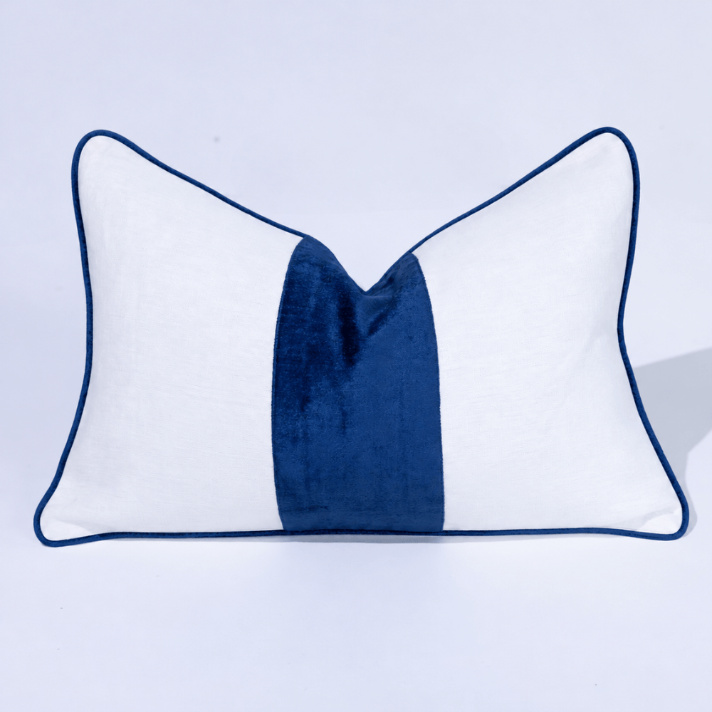 BHD HOME Lumber Cushion Sash White & Navy Lumbar Cushion 40 x 60cm
