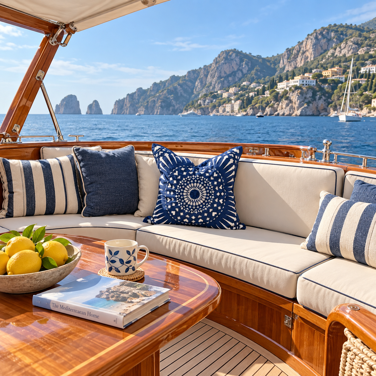 BHD HOME Mayan Sphere Navy Outdoor Lounge Cushion – UV Resistant