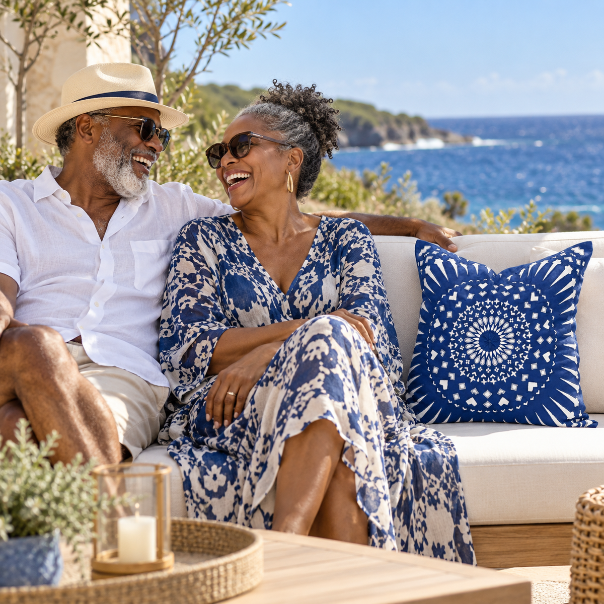 BHD HOME Mayan Sphere Navy Outdoor Lounge Cushion – UV Resistant