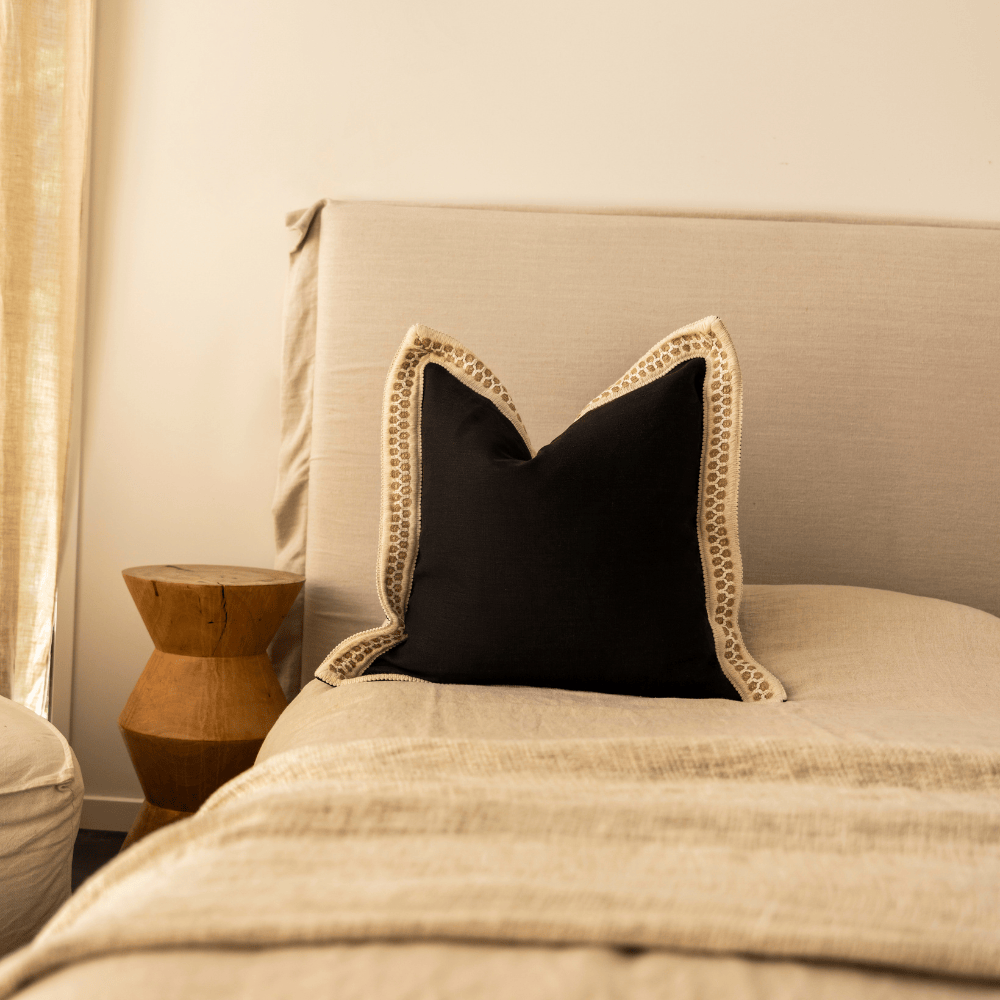 BHD HOME Nightfall Braid Black Euro Cushion 65 x 65cm