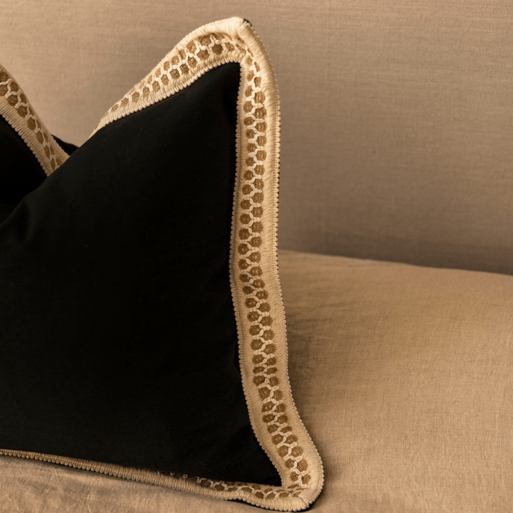 BHD HOME Nightfall Braid Black Euro Cushion 65 x 65cm