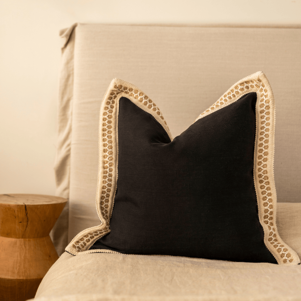 BHD HOME Nightfall Braid Black Euro Cushion 65 x 65cm
