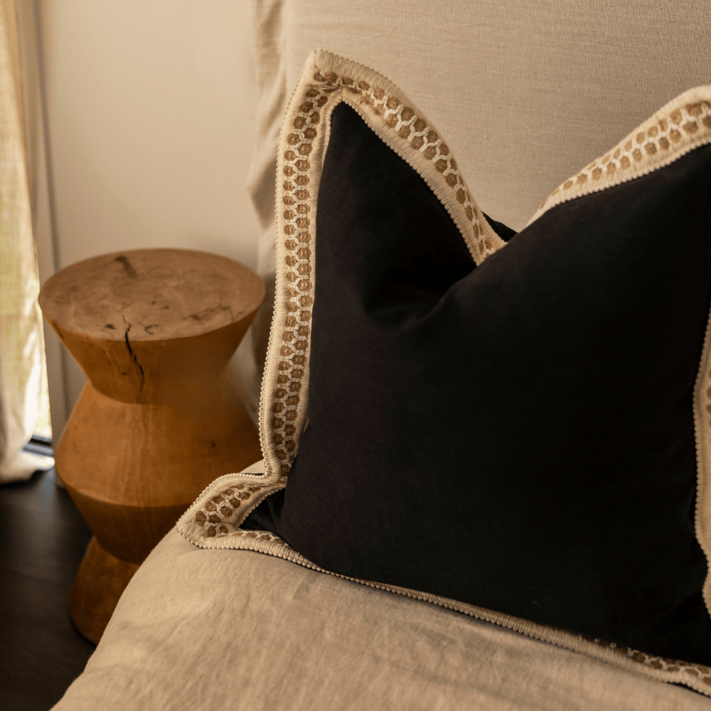 BHD HOME Nightfall Braid Black Euro Cushion 65 x 65cm