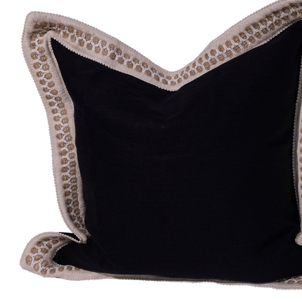 BHD HOME Nightfall Braid Black Euro Cushion 65 x 65cm
