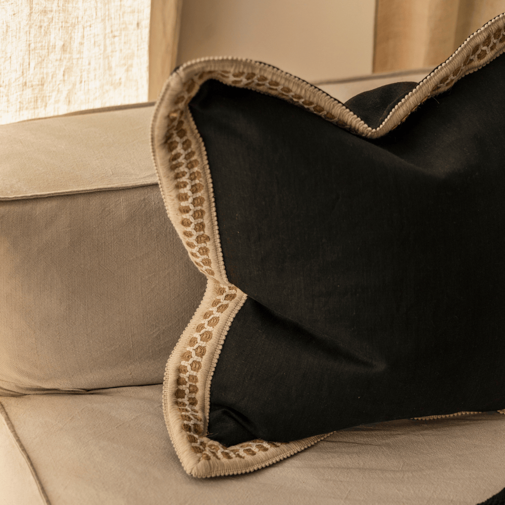 BHD HOME Nightfall Braid Black Euro Cushion 65 x 65cm