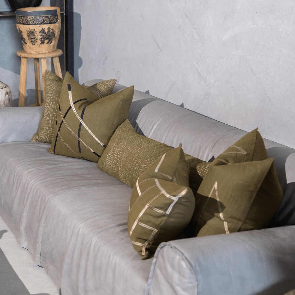 BHD HOME Niseko Lines Olive Lounge Cushion 55 x 55cm