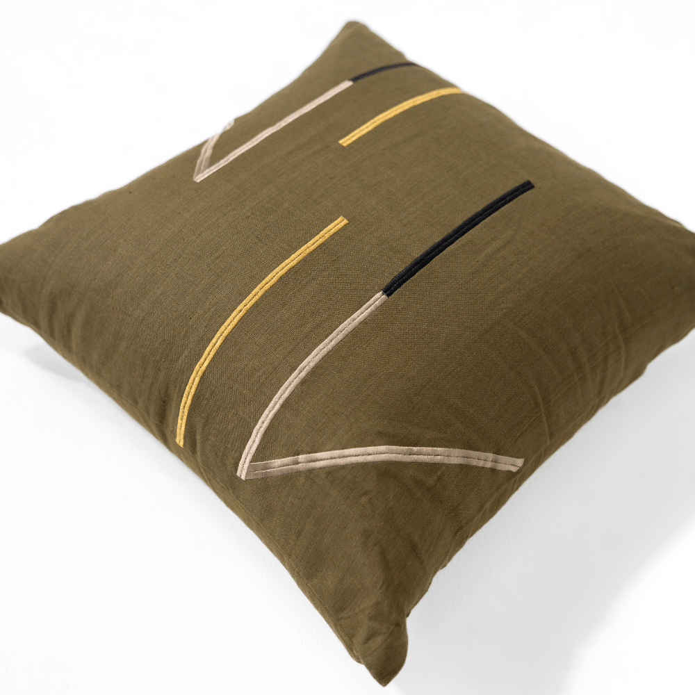 BHD HOME Niseko Lines Olive Lounge Cushion 55 x 55cm