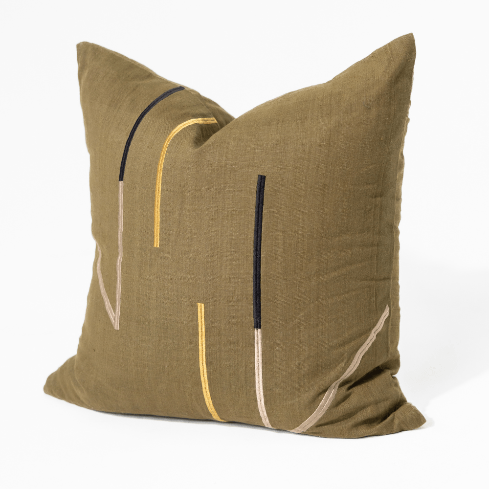 BHD HOME Niseko Lines Olive Lounge Cushion 55 x 55cm