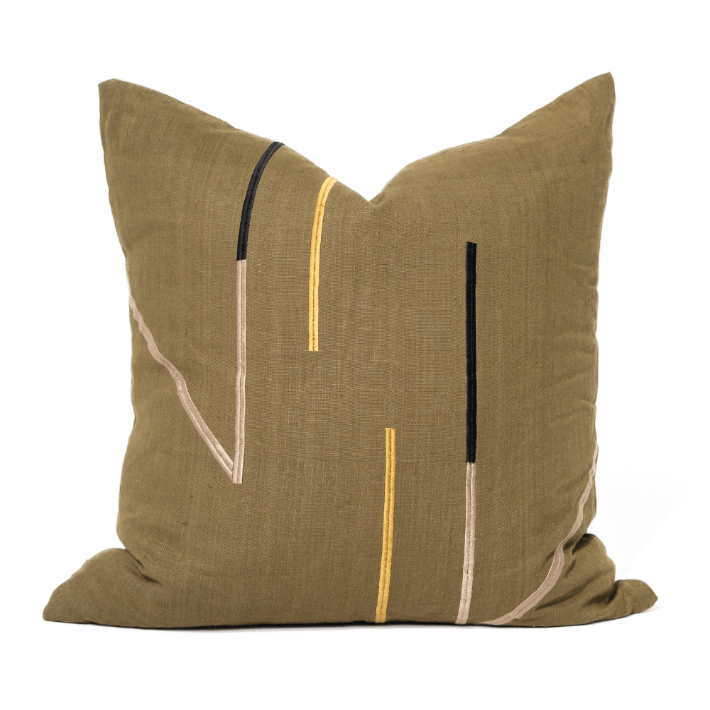 BHD HOME Niseko Lines Olive Lounge Cushion 55 x 55cm