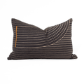 Niseko Rake Black Handmade Embroidered Linen Lumbar Cushion — in stock, ready to ship