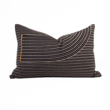 Niseko Rake Black Handmade Embroidered Linen Lumbar Cushion