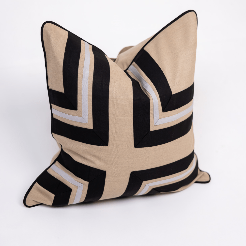 BHD HOME Outdoor Black Outdoor Nautical Regent Cross Black Lounge Cushion 55 x 55cm