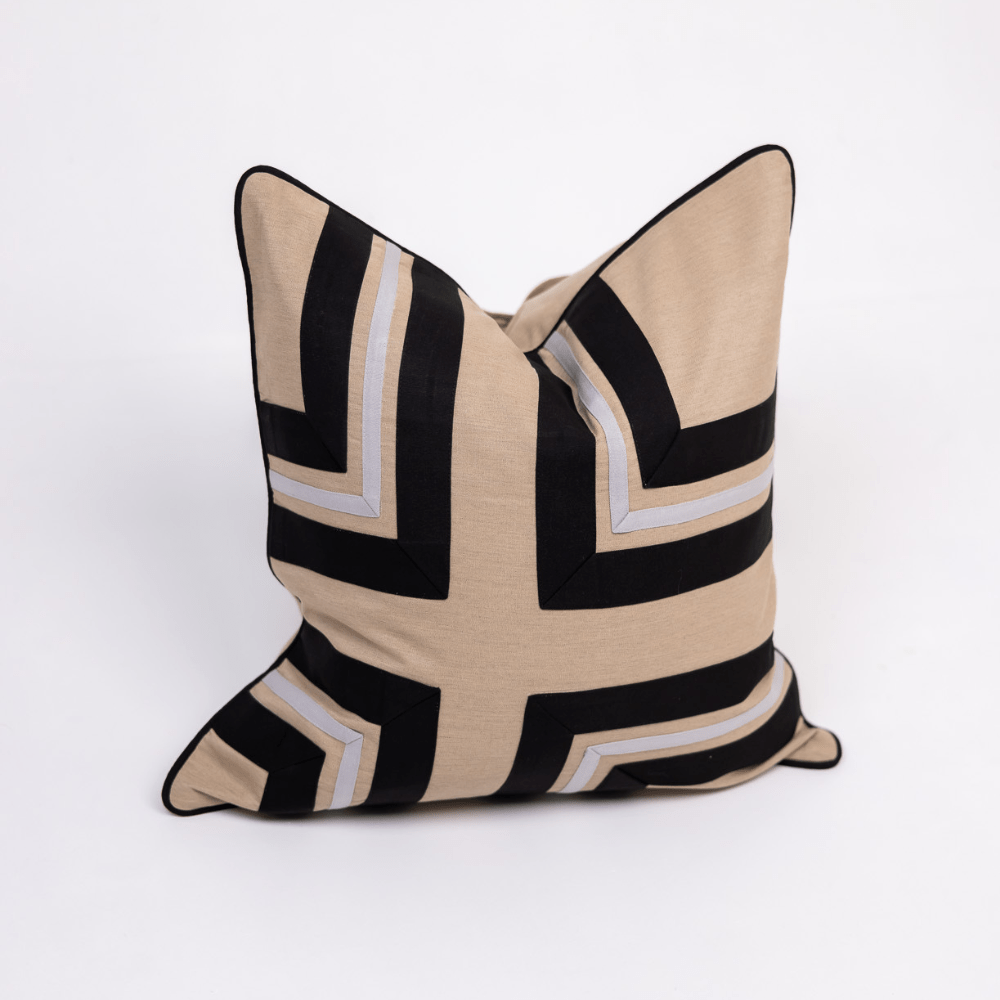 BHD HOME Outdoor Black Outdoor Nautical Regent Cross Black Lounge Cushion 55 x 55cm