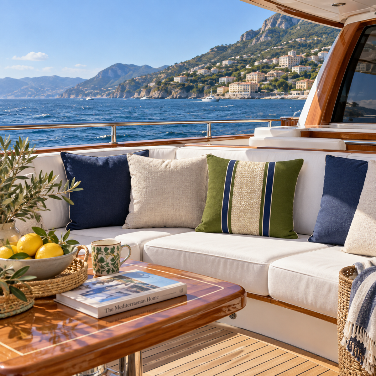BHD HOME Outdoor Cloud Outdoor Raffia Nautical Juliet Green Lounge Cushion – UV Resistant