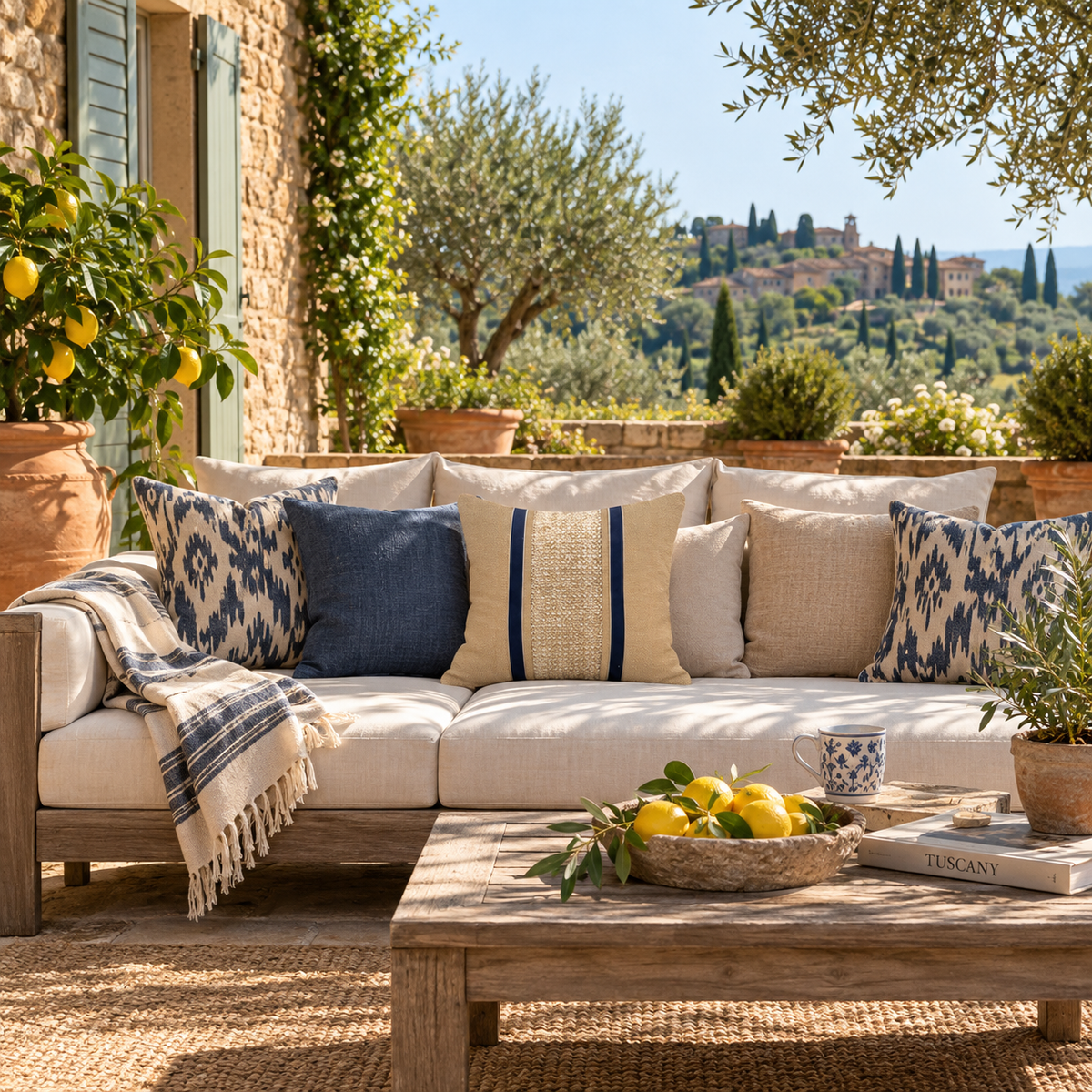 BHD HOME Outdoor Cloud Outdoor Raffia Nautical Juliet Natural Lounge Cushion – UV Resistant