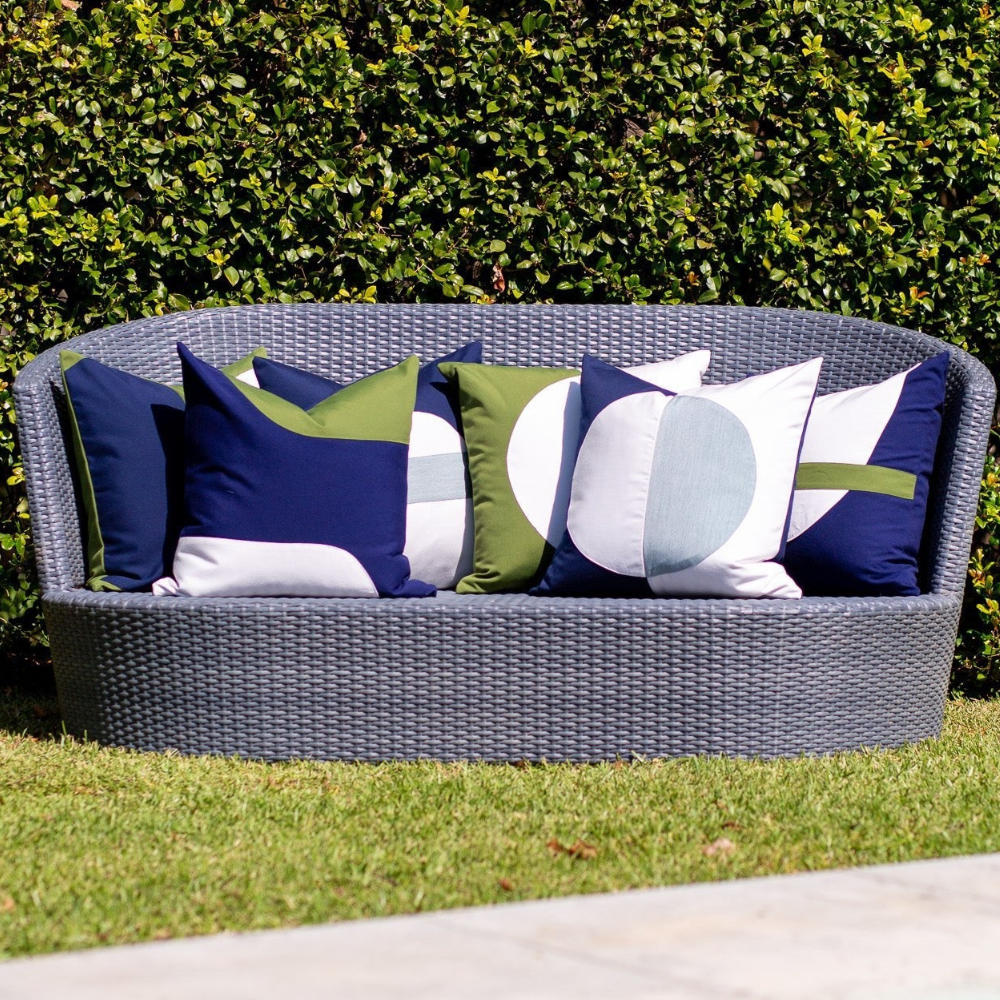 BHD HOME Outdoor Cushion Outdoor Global Earth Dunes Navy & Green UV Resistant Cushion Cover