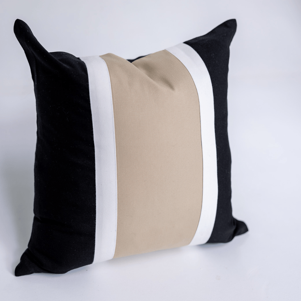 BHD HOME Outdoor Cushion Outdoor Nautical Regent Black & Tan Small Cushion 45 x 45cm – UV Resistant