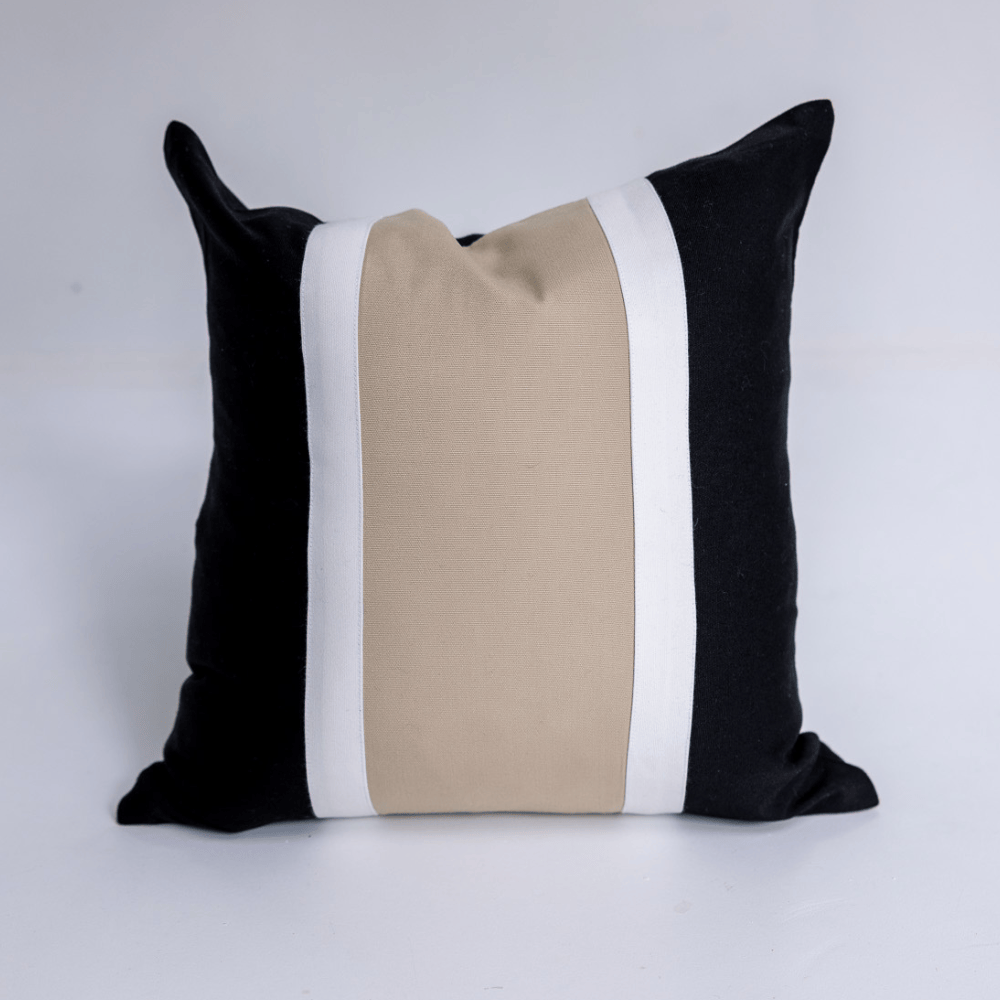 BHD HOME Outdoor Cushion Outdoor Nautical Regent Black & Tan Small Cushion 45 x 45cm – UV Resistant