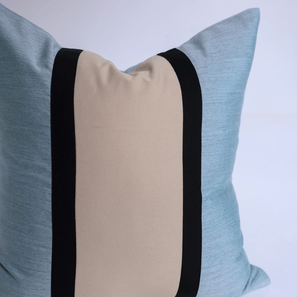 BHD HOME Outdoor Cushion Outdoor Nautical Regent Duck Egg & Sand Medium Cushion – UV Resistant