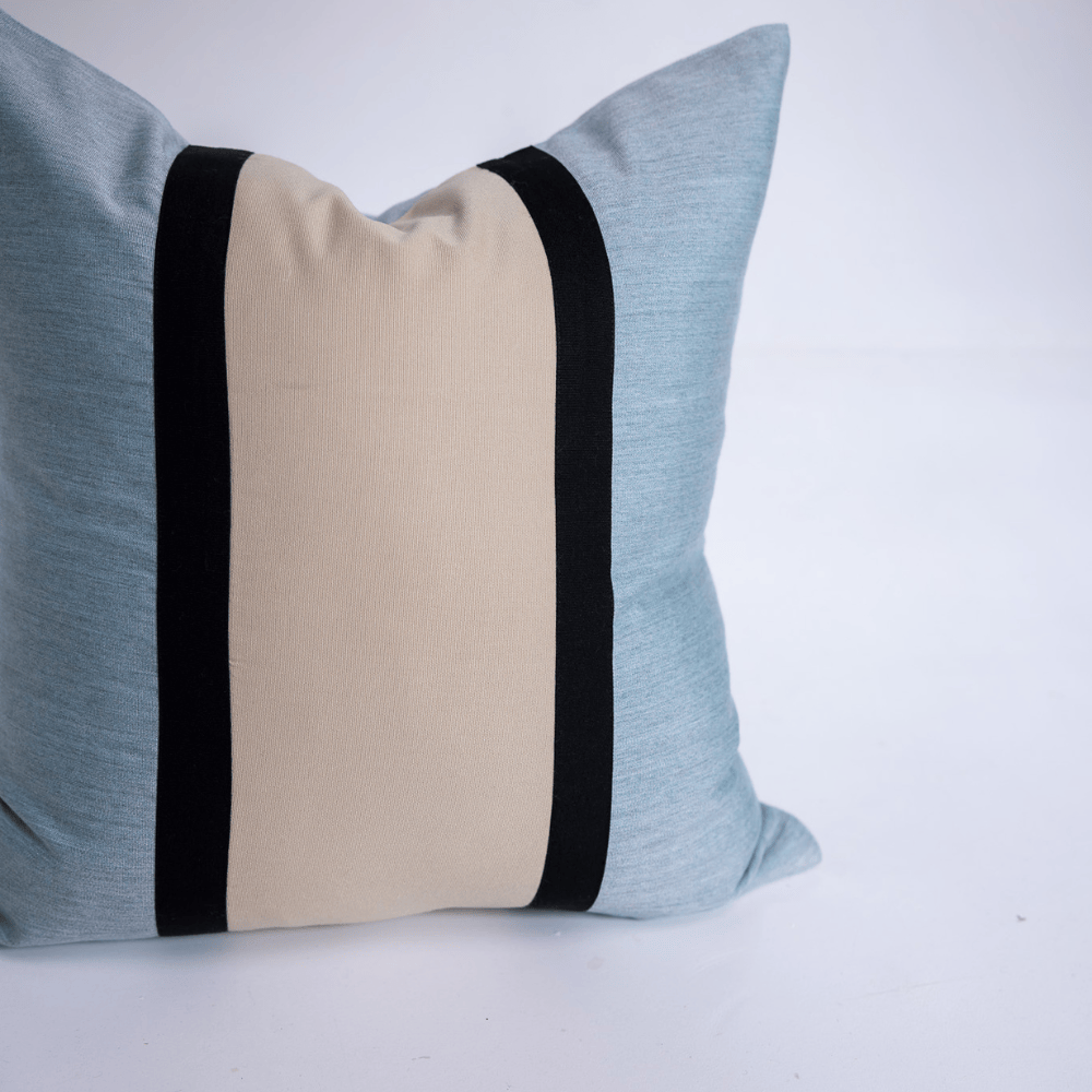 BHD HOME Outdoor Cushion Outdoor Nautical Regent Duck Egg & Sand Medium Cushion – UV Resistant