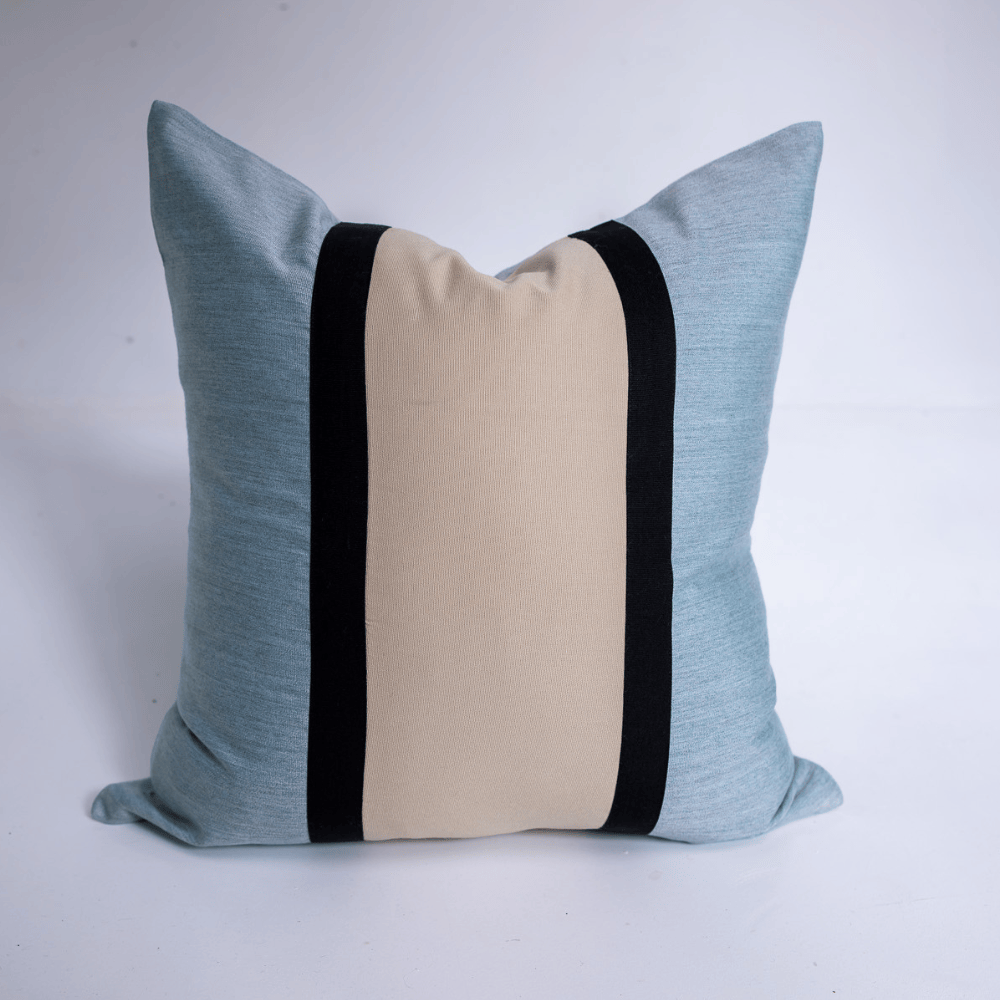 BHD HOME Outdoor Cushion Outdoor Nautical Regent Duck Egg & Sand Medium Cushion – UV Resistant