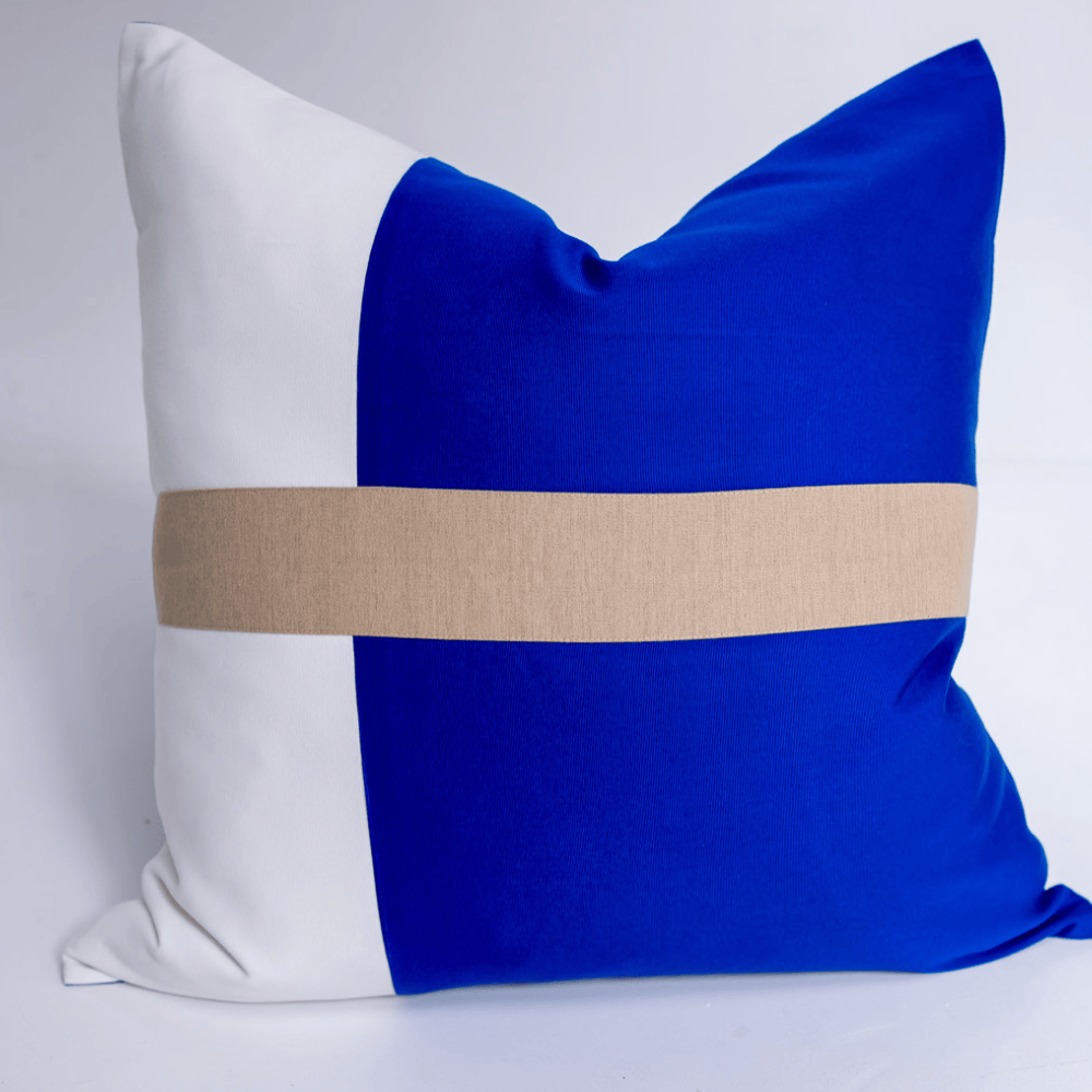 BHD HOME Outdoor Cushion Outdoor Nautical Signal Cobalt & White Lounge Cushion – UV Resistant