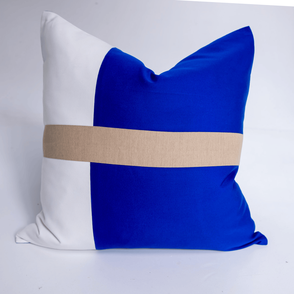 BHD HOME Outdoor Cushion Outdoor Nautical Signal Cobalt & White Lounge Cushion – UV Resistant