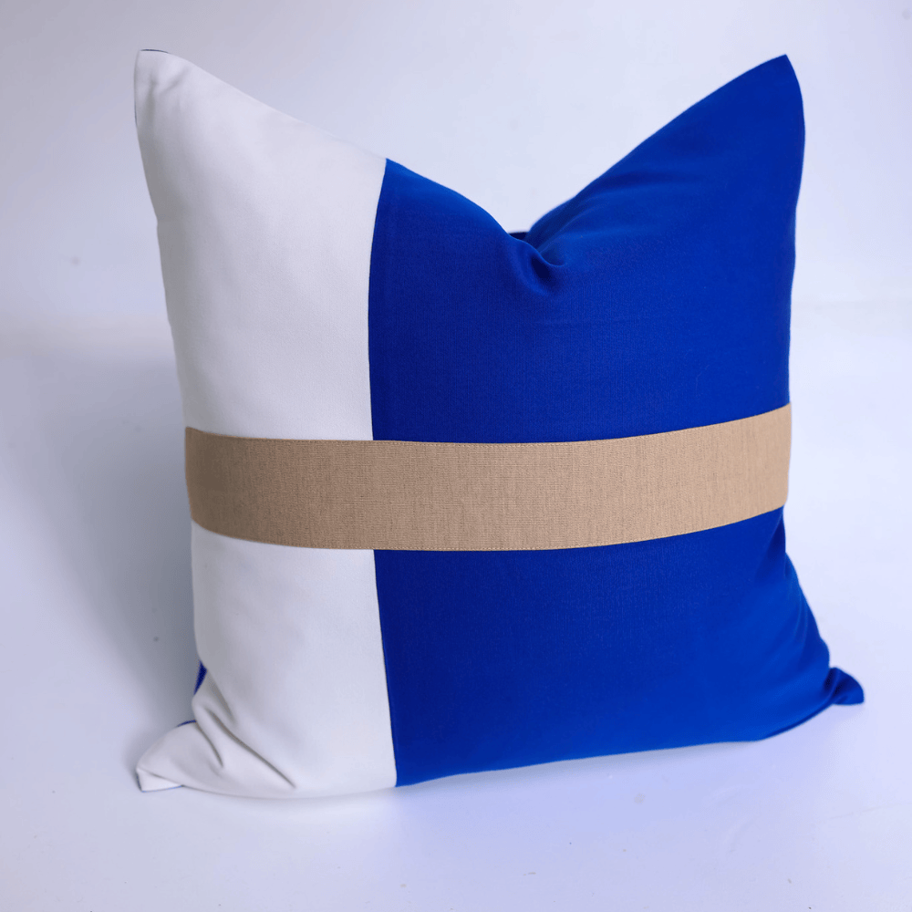 BHD HOME Outdoor Cushion Outdoor Nautical Signal Cobalt & White Lounge Cushion – UV Resistant