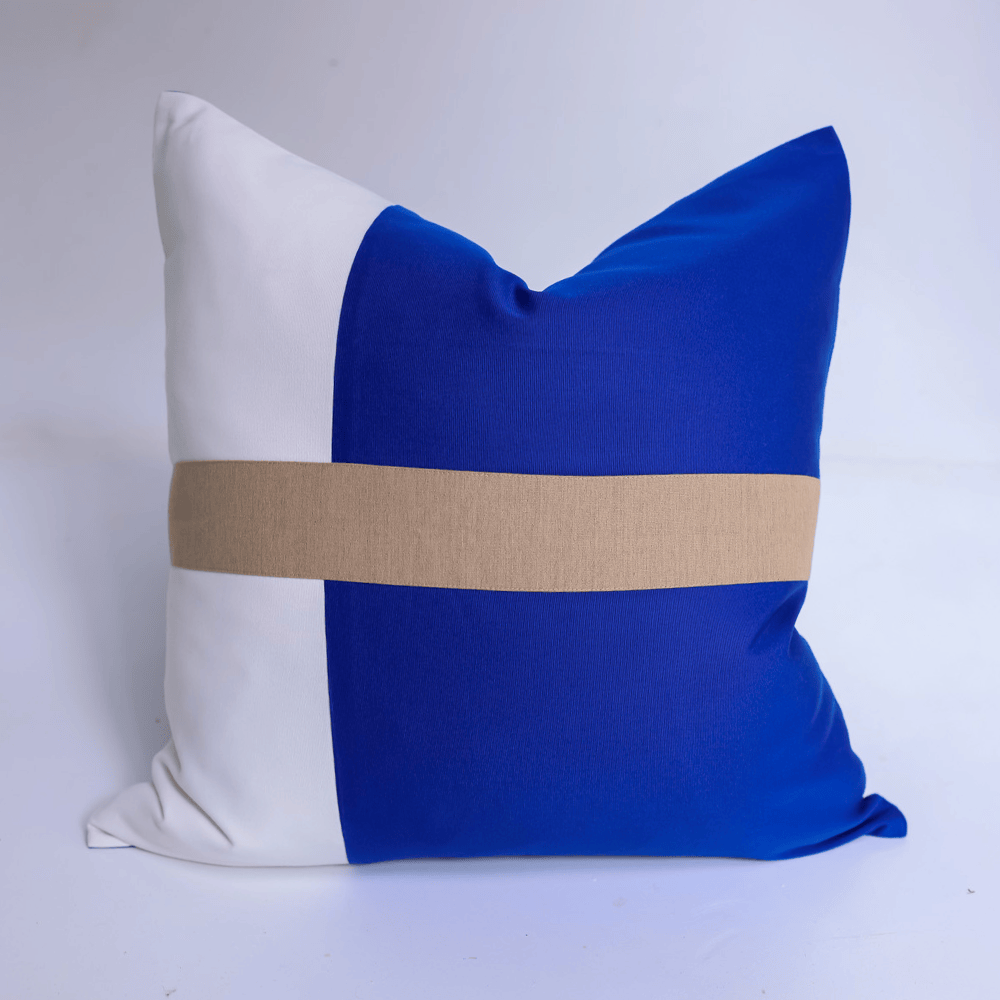 BHD HOME Outdoor Cushion Outdoor Nautical Signal Cobalt & White Lounge Cushion – UV Resistant