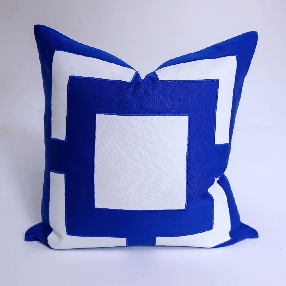 BHD HOME Outdoor Cushion Outdoor Panel White & Cobalt Lounge Cushion – UV Resistant