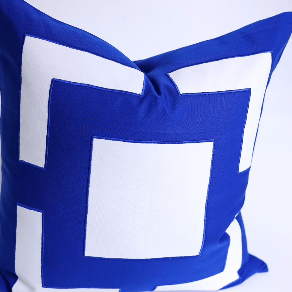 BHD HOME Outdoor Cushion Outdoor Panel White & Cobalt Lounge Cushion – UV Resistant
