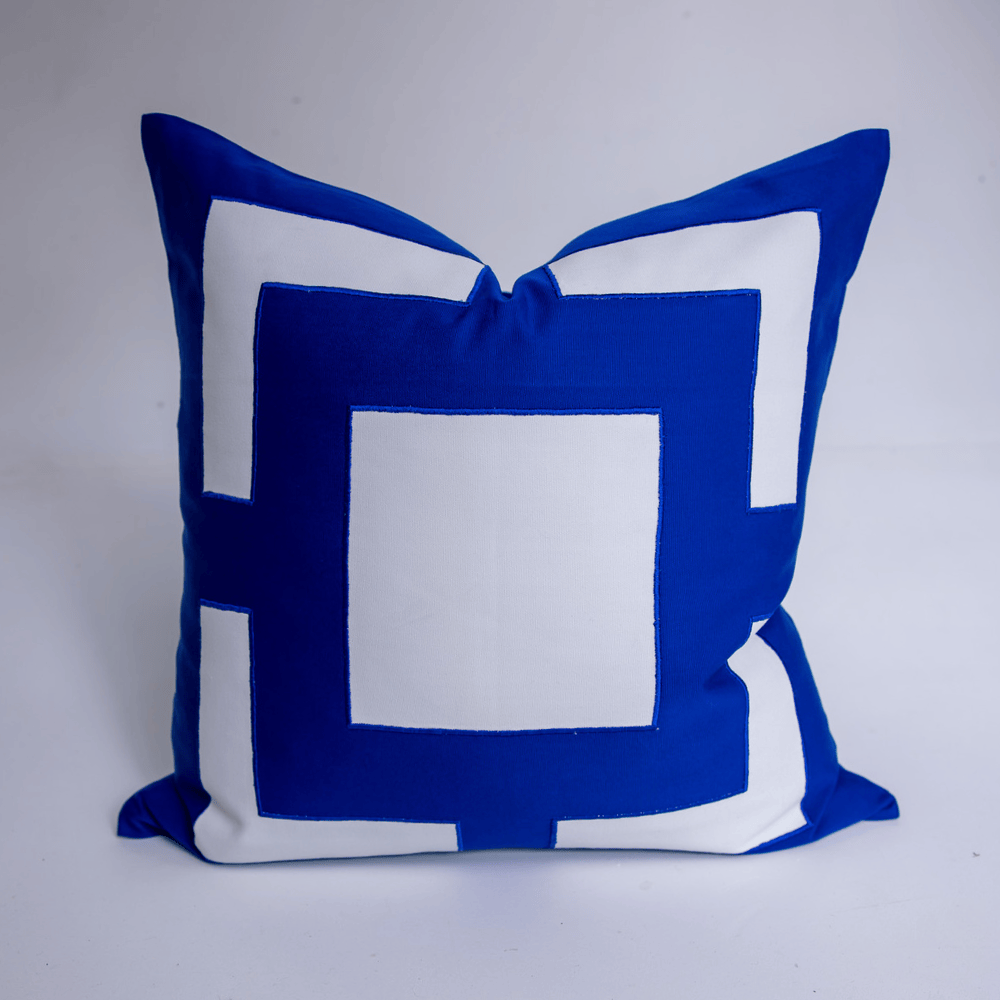 BHD HOME Outdoor Cushion Outdoor Panel White & Cobalt Lounge Cushion – UV Resistant