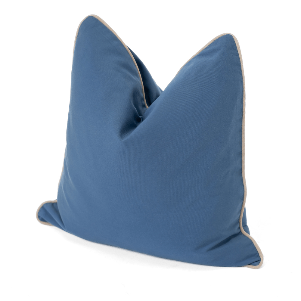 BHD HOME Outdoor Cushion Outdoor Piped Blue & Beige Lounge Cushion – UV Resistant