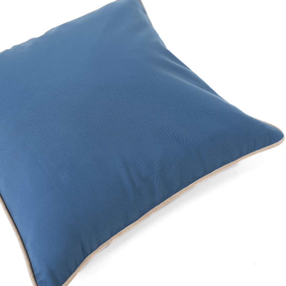 BHD HOME Outdoor Cushion Outdoor Piped Blue & Beige Lounge Cushion – UV Resistant