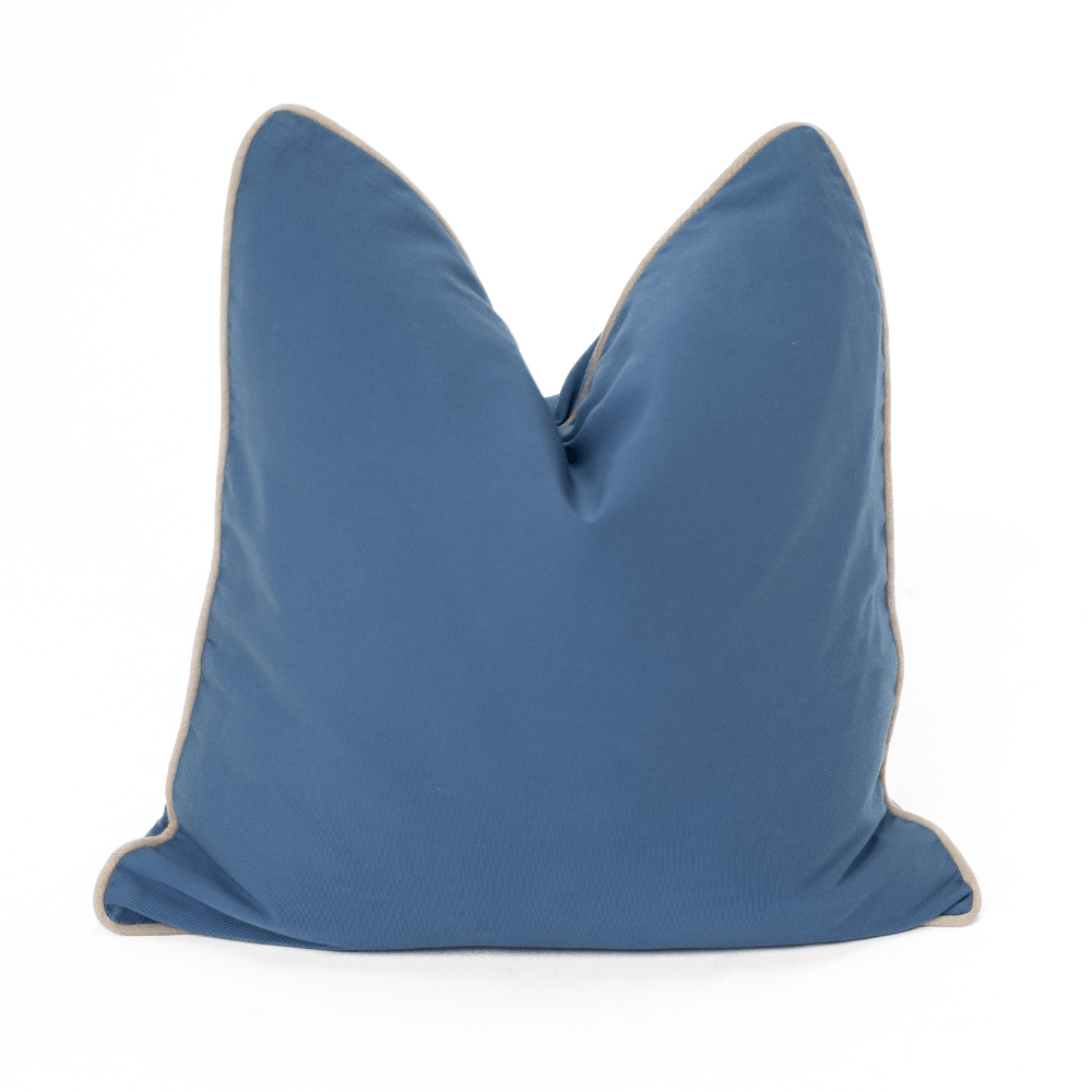 BHD HOME Outdoor Cushion Outdoor Piped Blue & Beige Lounge Cushion – UV Resistant