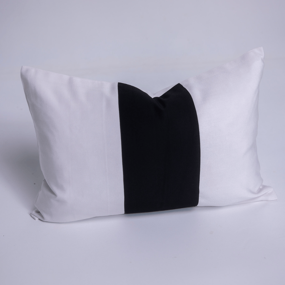 BHD HOME Outdoor Cushion Outdoor Sash White & Black Lumbar Cushion 35 x 55cm – UV Resistant