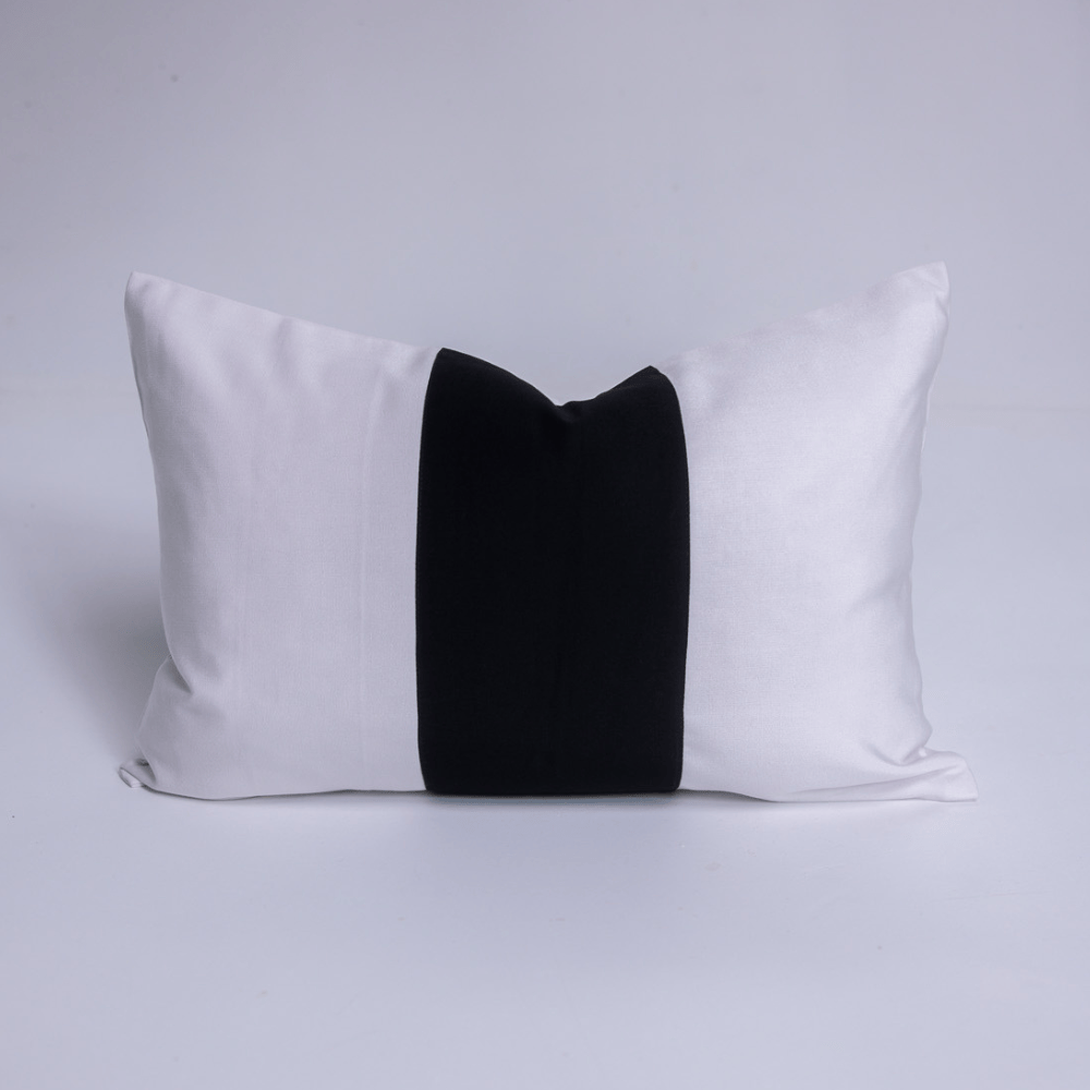 BHD HOME Outdoor Cushion Outdoor Sash White & Black Lumbar Cushion 35 x 55cm – UV Resistant