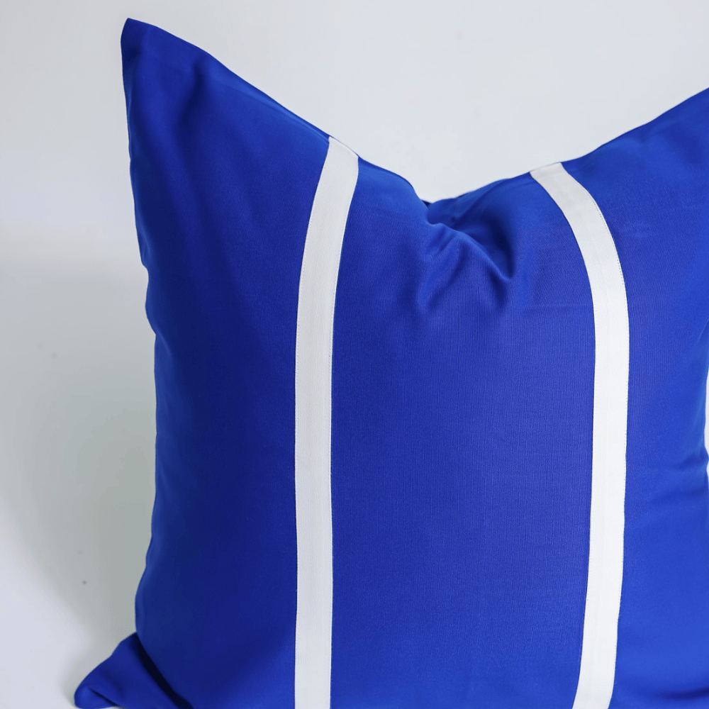 BHD HOME Outdoor Cushion Outdoor Twin Stripe Cobalt & White Lounge Cushion – UV Resistant