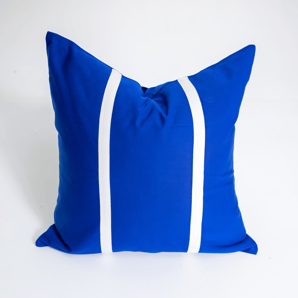 BHD HOME Outdoor Cushion Outdoor Twin Stripe Cobalt & White Lounge Cushion – UV Resistant
