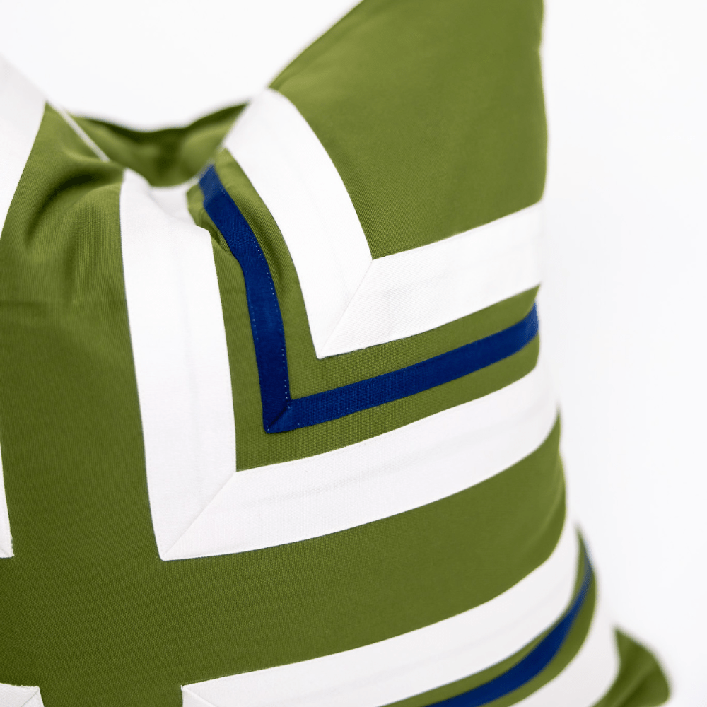 BHD HOME Outdoor Green and Navy Outdoor Nautical Regent Cross Green and Navy Lounge Cushion 55 x 55cm