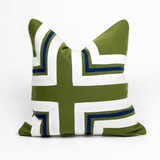 Outdoor Nautical Regent Cross Green & Navy Lounge Cushion – UV Resistant