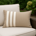 Outdoor Nautical Regent Stripe Natural & White Lumbar Cushion – UV Resistant — made to order, 14–30 days