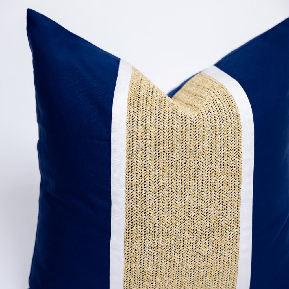 BHD HOME Outdoor Navy Outdoor Raffia Nautical Raffia Natural Navy 55 x 55cm
