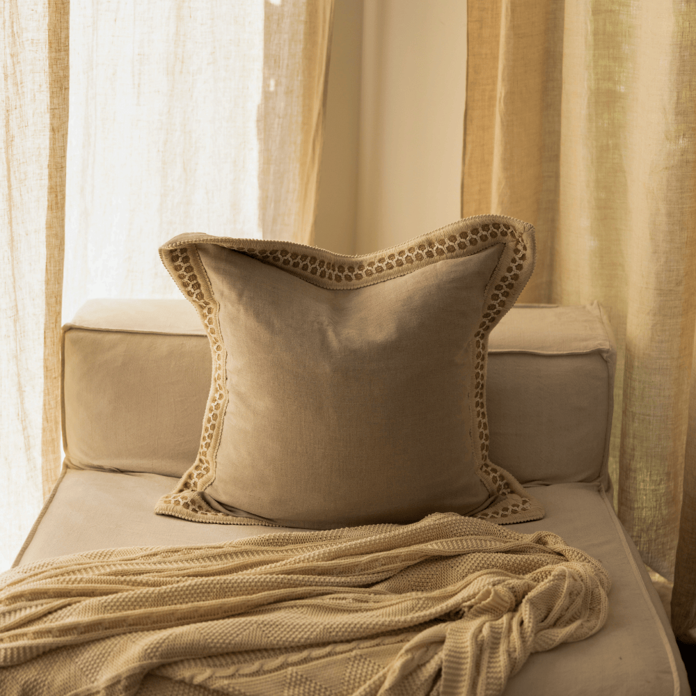 BHD HOME Pebble Braid Natural Euro Cushion 65 x 65cm